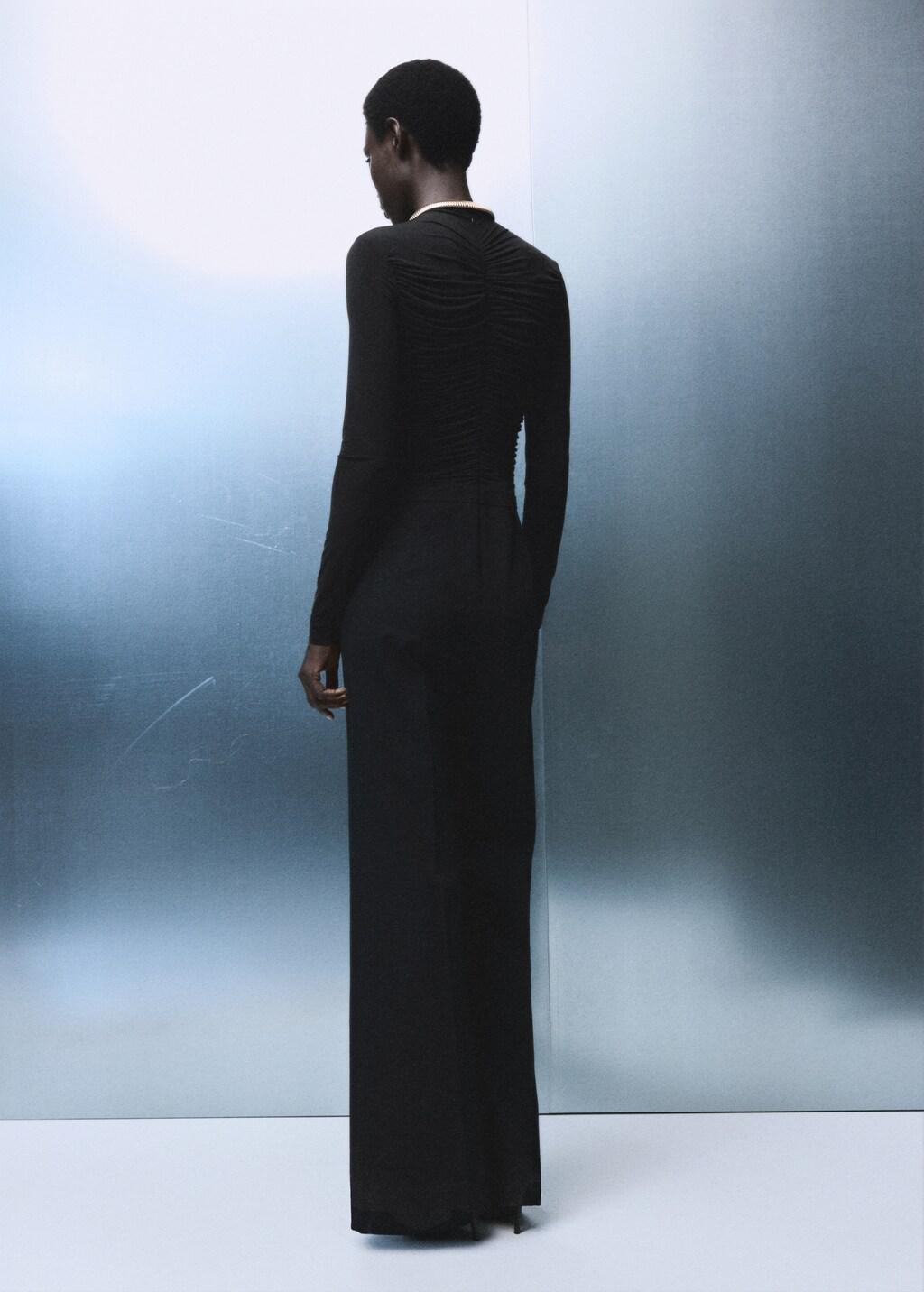 Black Combined Ruched Jumpsuit, Black, large image number 2