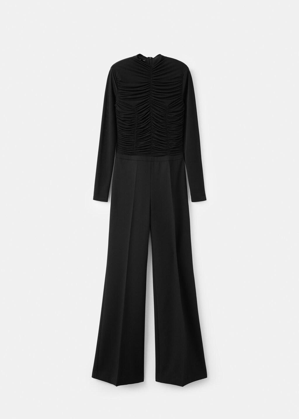 Black Combined Ruched Jumpsuit, Black, large image number 6