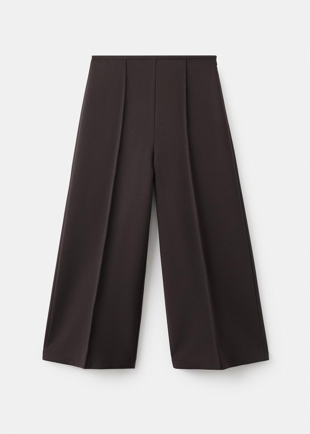 Brown Cropped Culotte Trousers, Brown, large image number 5