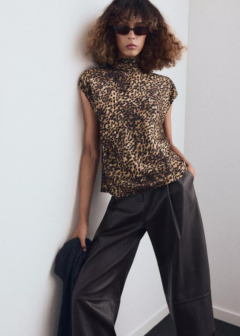 BROWN Leopard-print satin blouse, 0201_30, large image number 3