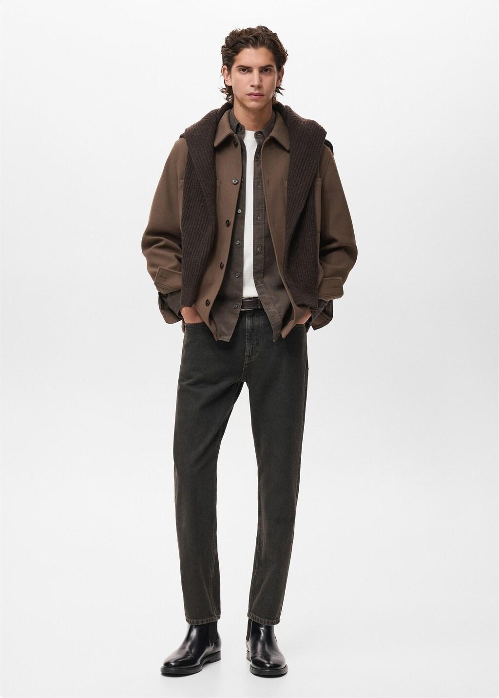 Brown Wool Coat With Pockets, Medium Brown, large image number 0