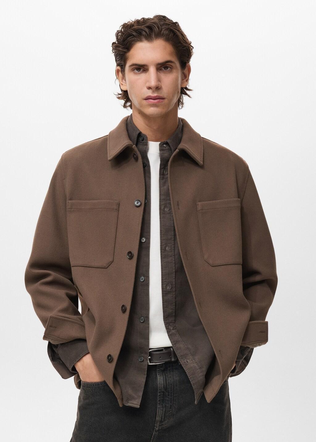 Brown Wool Coat With Pockets, Medium Brown, large image number 3