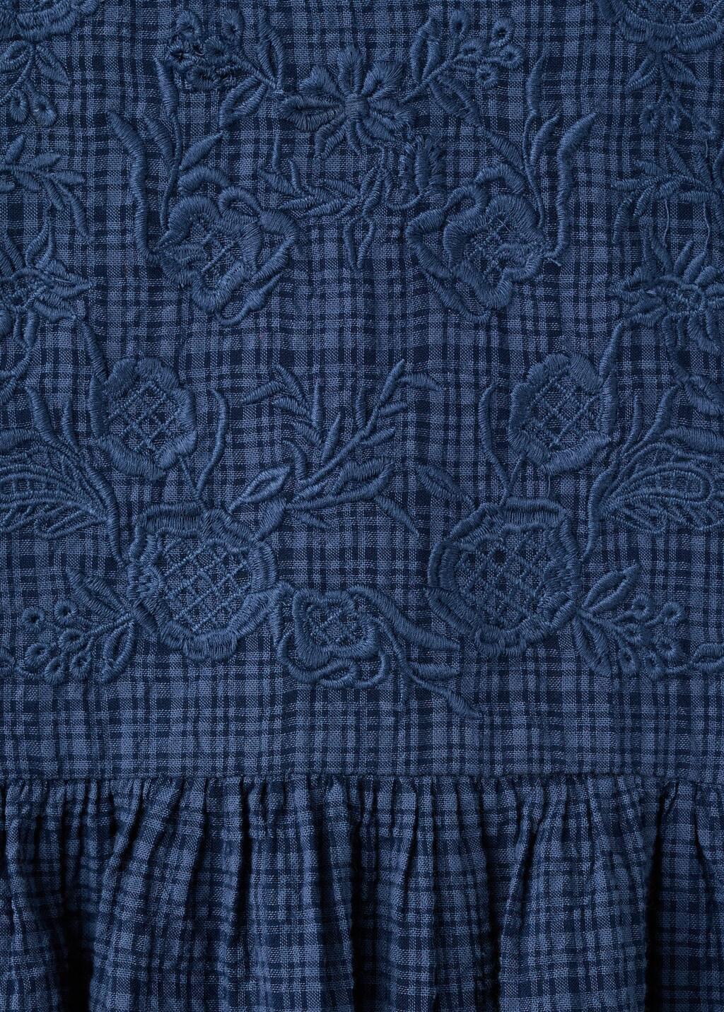 NAVY Check dress with embroidered detail, Kids Girl, Navy, large image number 0