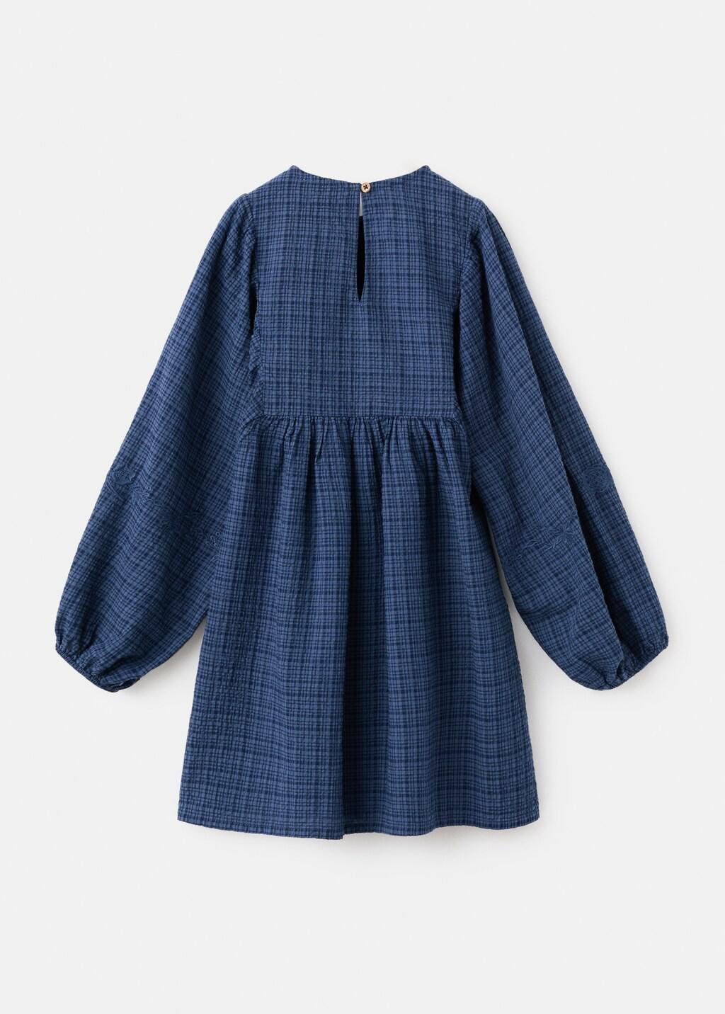 NAVY Check dress with embroidered detail, Kids Girl, Navy, large image number 1