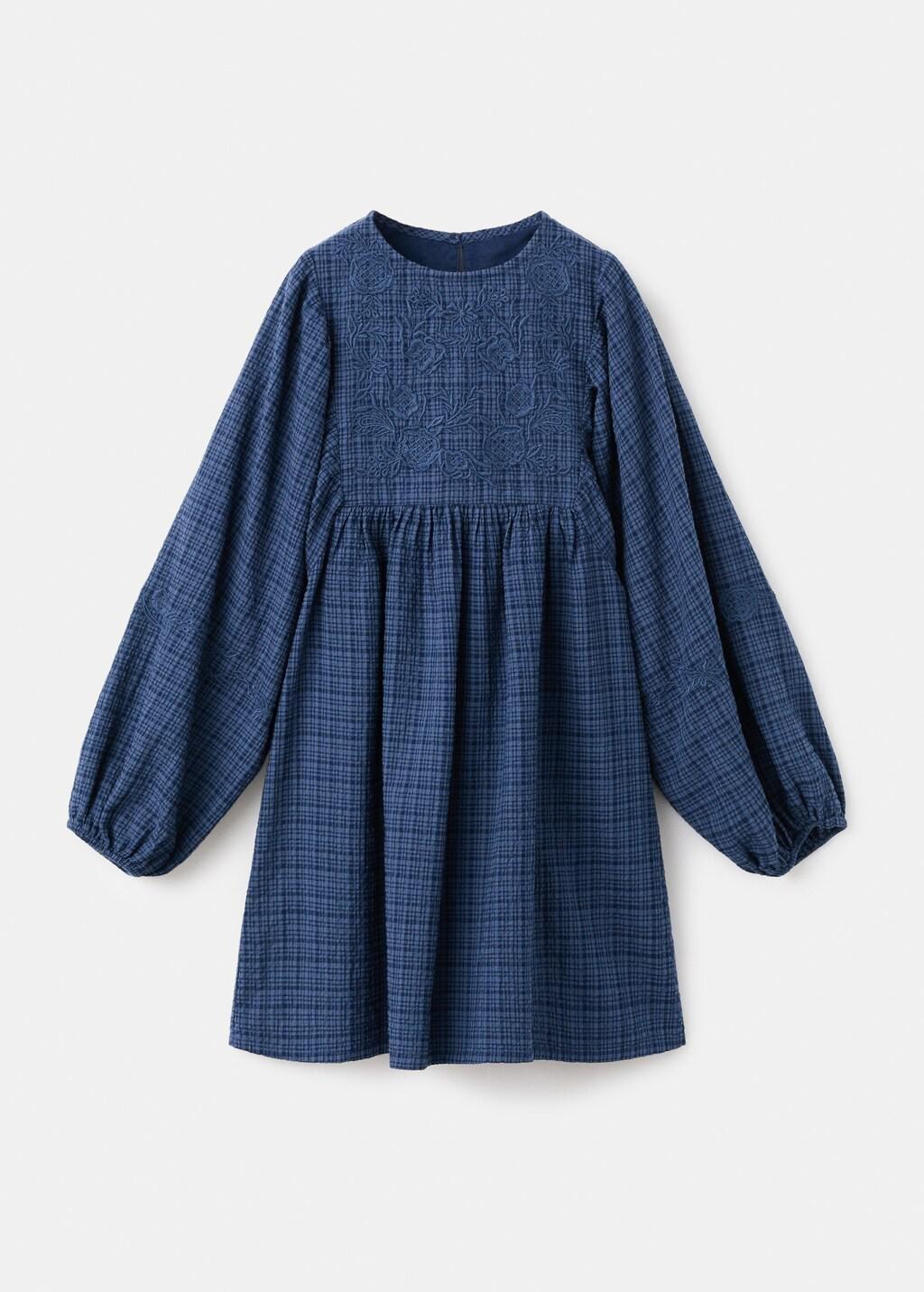 NAVY Check dress with embroidered detail, Kids Girl, Navy, large image number 5