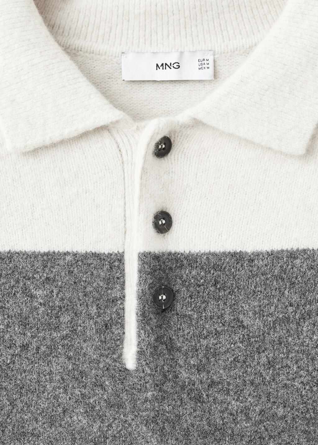 Beige Knitted Wool Blend Polo Sweater, Light Beige, large image number 1