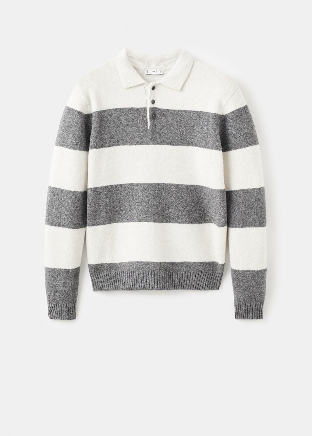 Beige Knitted Wool Blend Polo Sweater, Light Beige, large image number 7