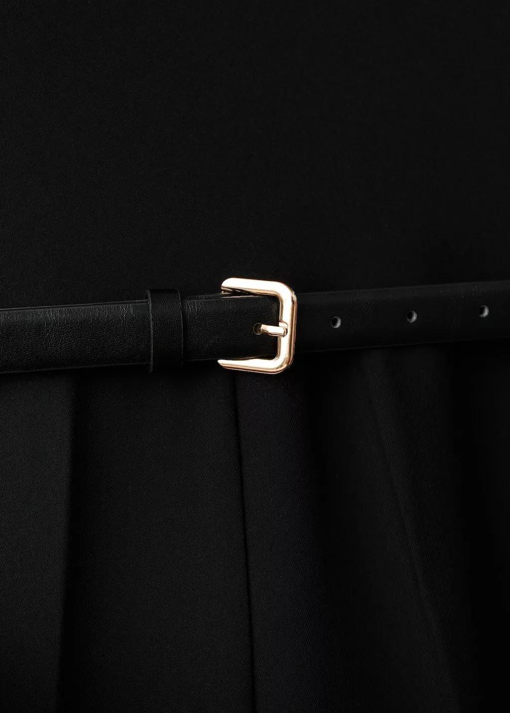 BLACK Jumpsuit with draped neck and belt, Black, large image number 1