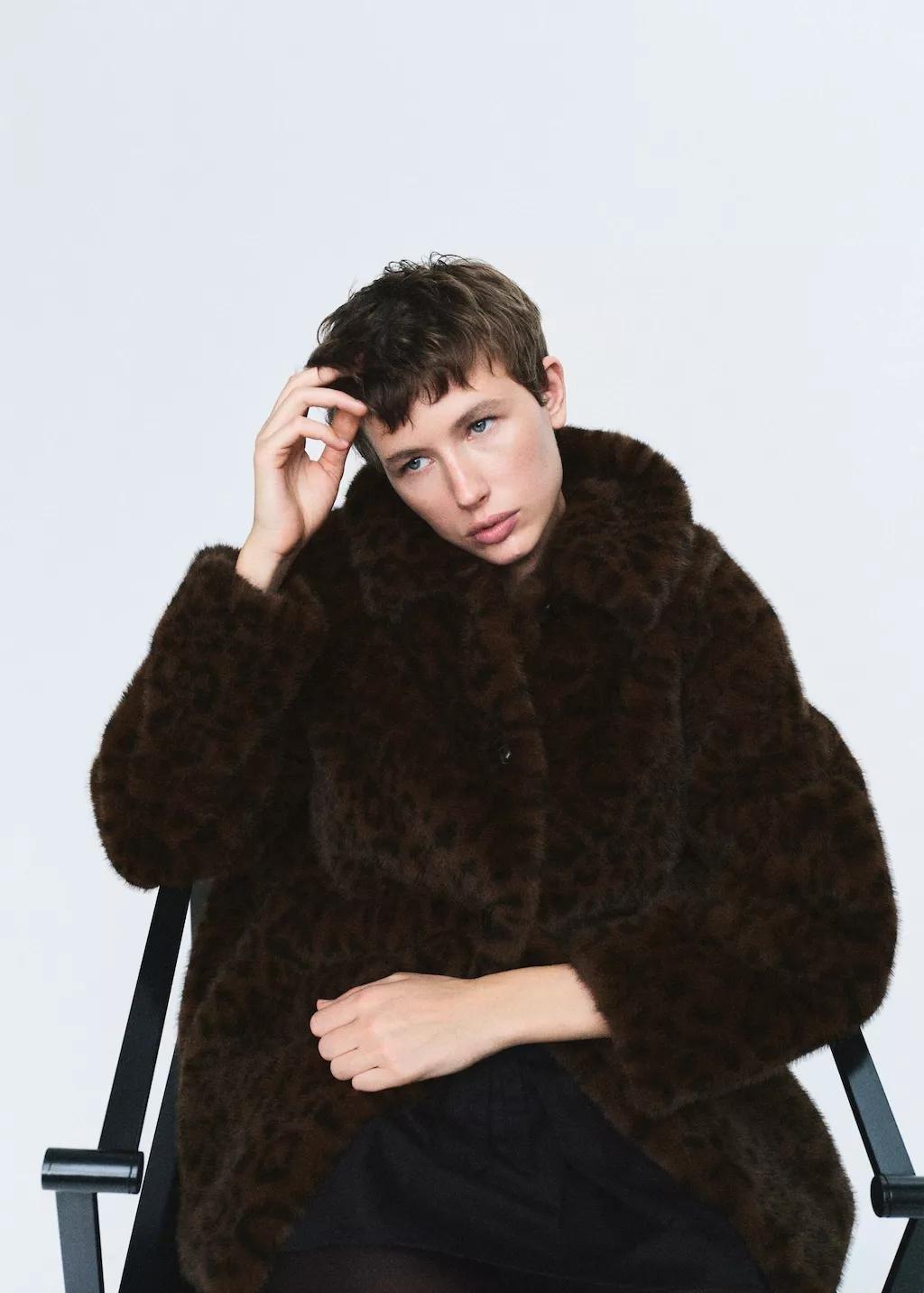 BROWN Leopard faux-fur coat, 0201_30, large image number 3