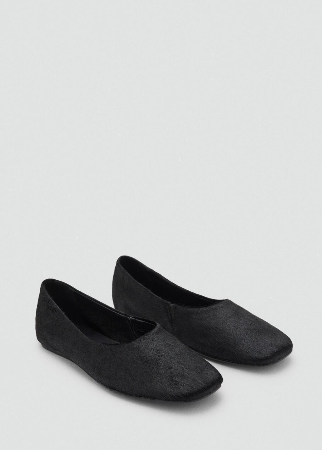 Black Leather Shoes With Fur, Black, large image number 0