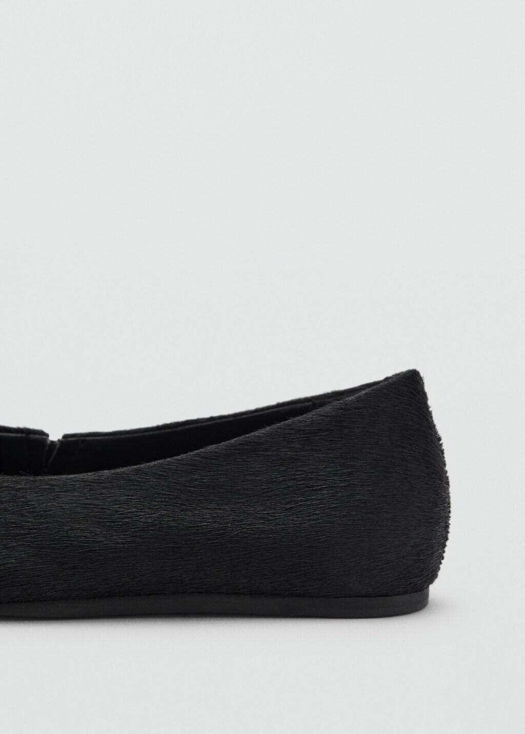 Black Leather Shoes With Fur, Black, large image number 1