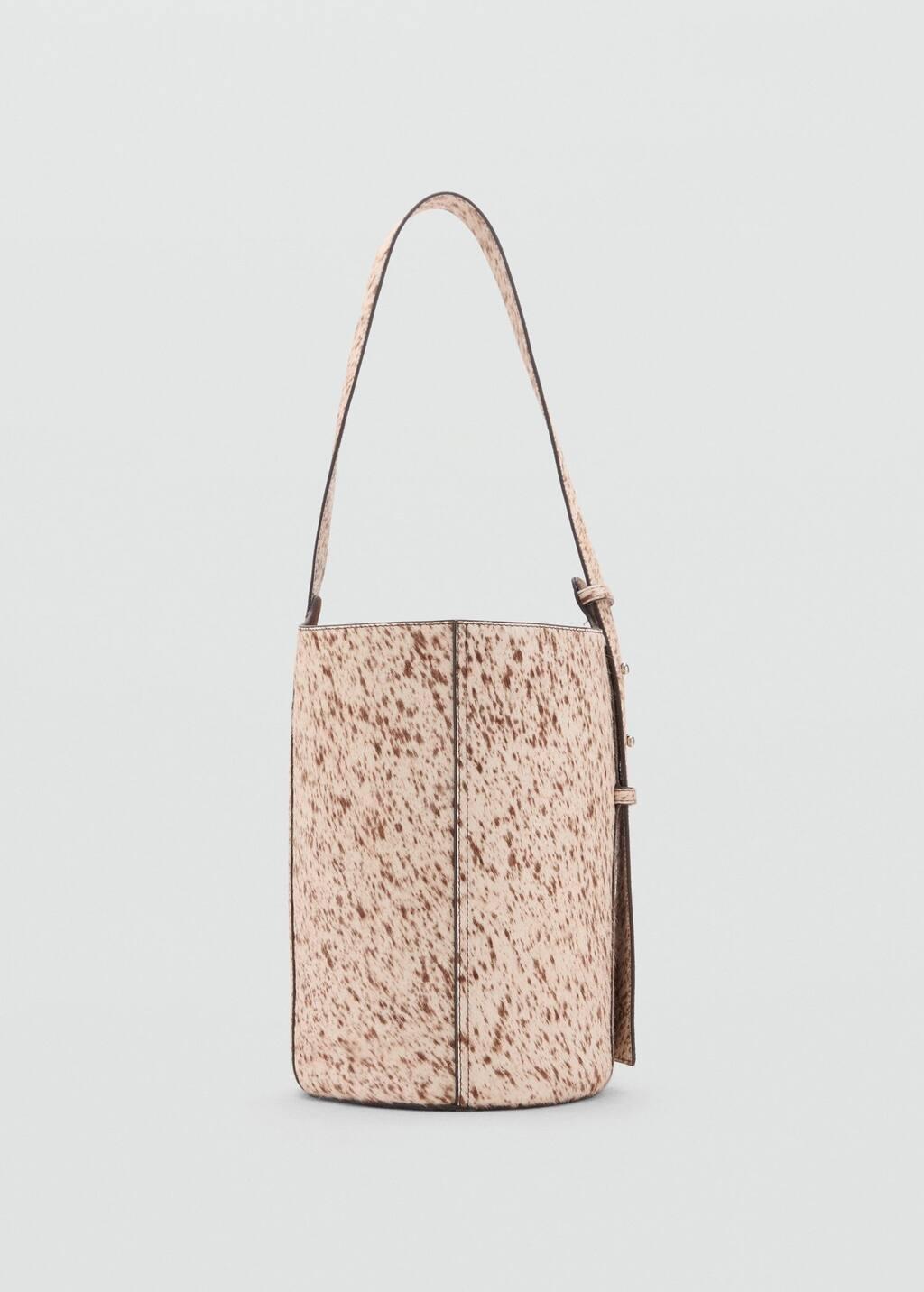 BROWN Leather and fur bucket bag, Brown, large image number 1