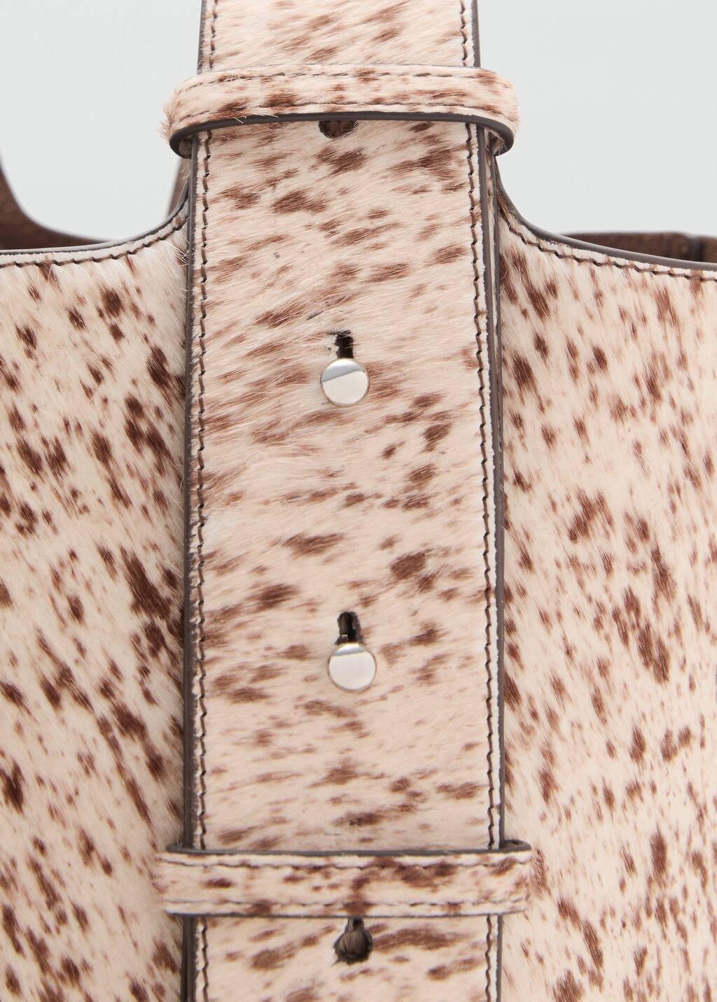 BROWN Leather and fur bucket bag, Brown, large image number 2