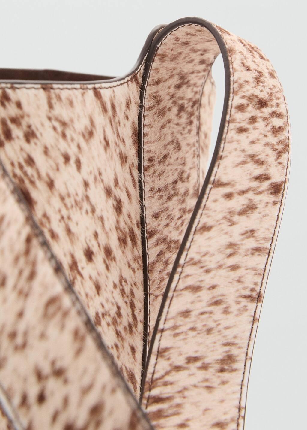 BROWN Leather and fur bucket bag, Brown, large image number 5