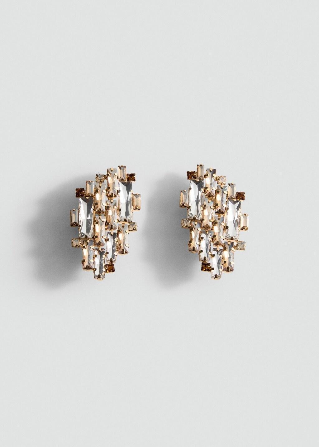 Gold Combined Crystal Earrings, 0201_OR, large image number 3