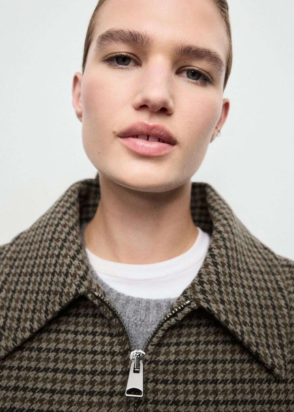 Brown Houndstooth Wool Jacket, Brown, large image number 4