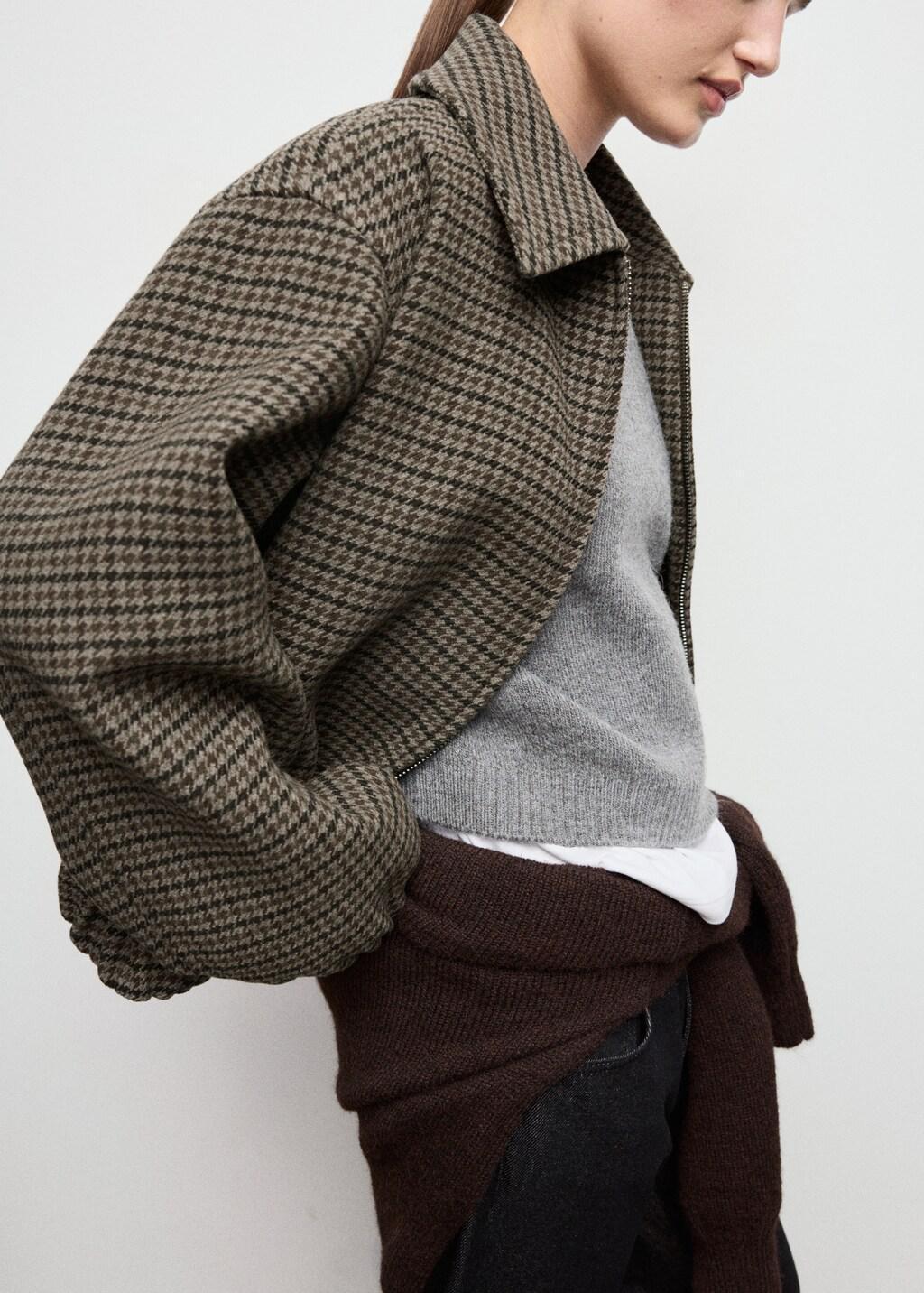 Brown Houndstooth Wool Jacket, Brown, large image number 6