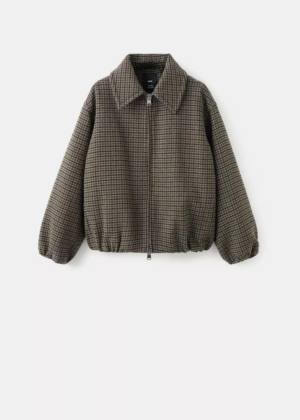 Brown Houndstooth Wool Jacket, Brown, large image number 7