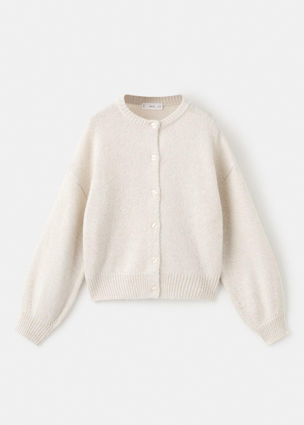 Beige Knitted Cardigan With Shiny Details, Light Beige, large image number 3