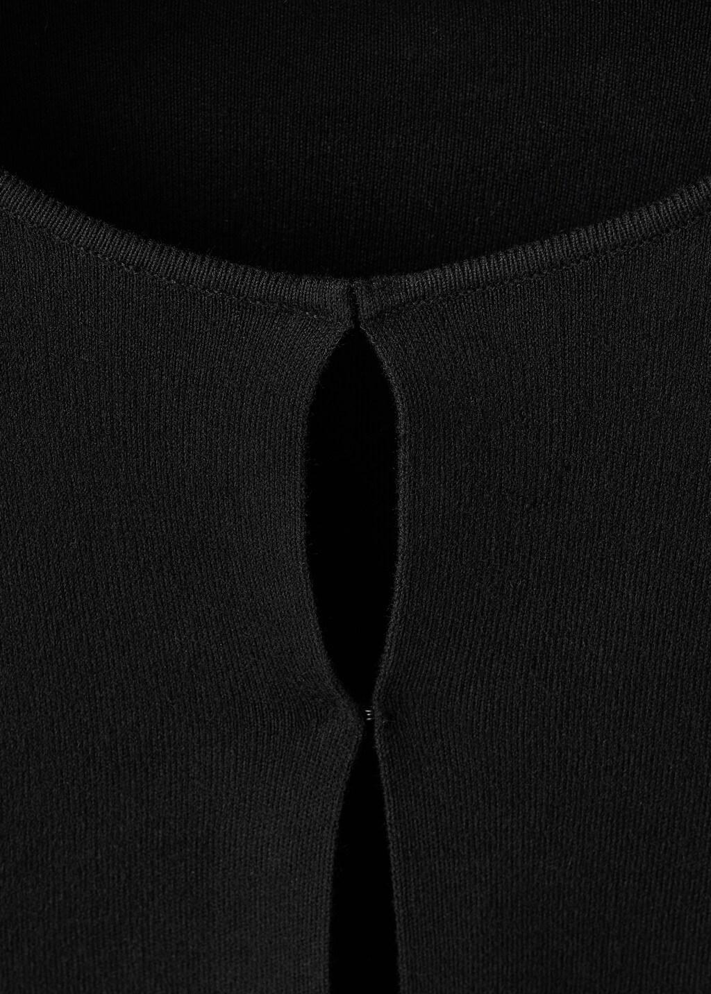 Black Cardigan With Faux-Fur Cuffs, Black, large image number 1