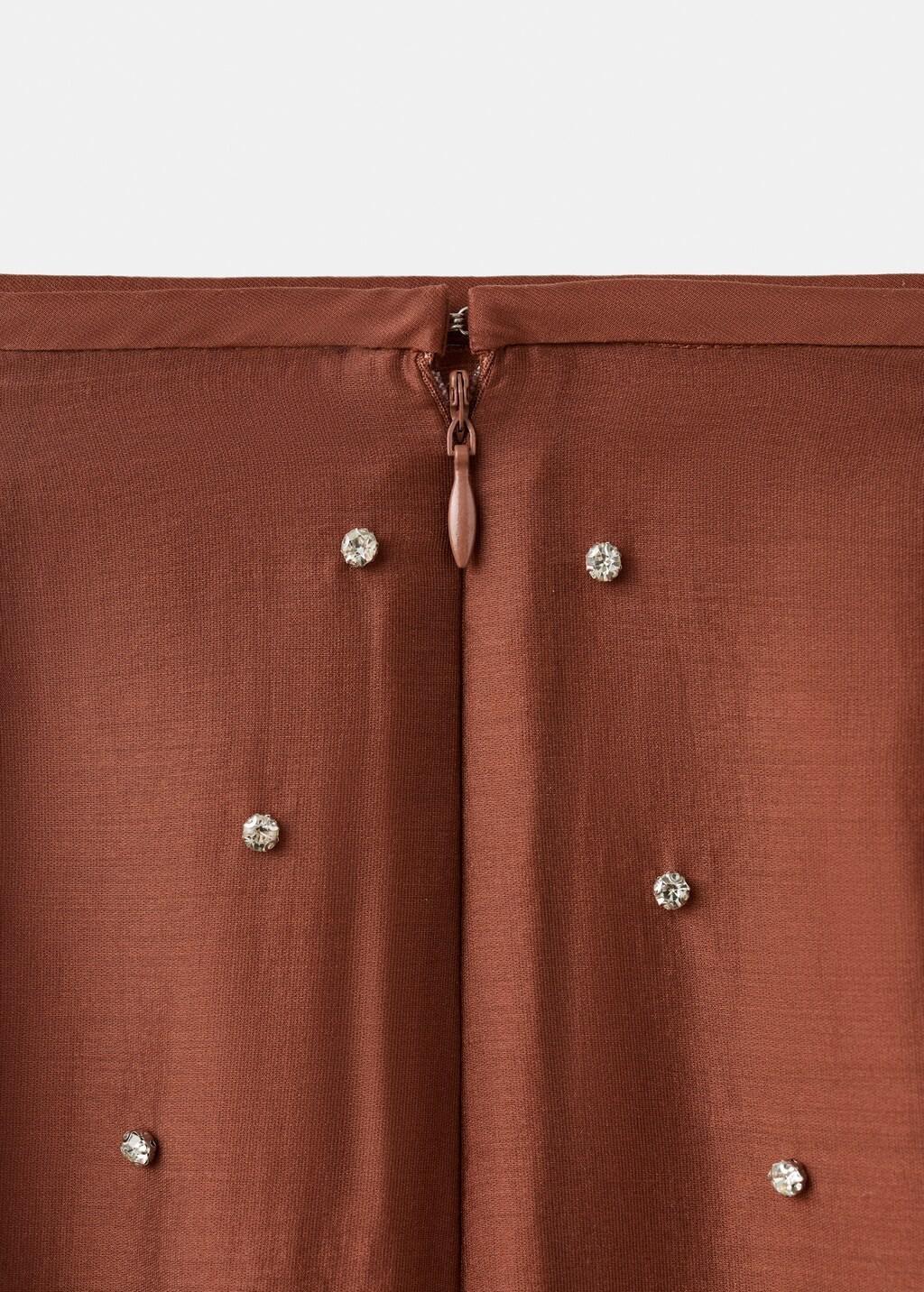 Brown Midi-Skirt With Rhinestones, Rust - Copper, large image number 1