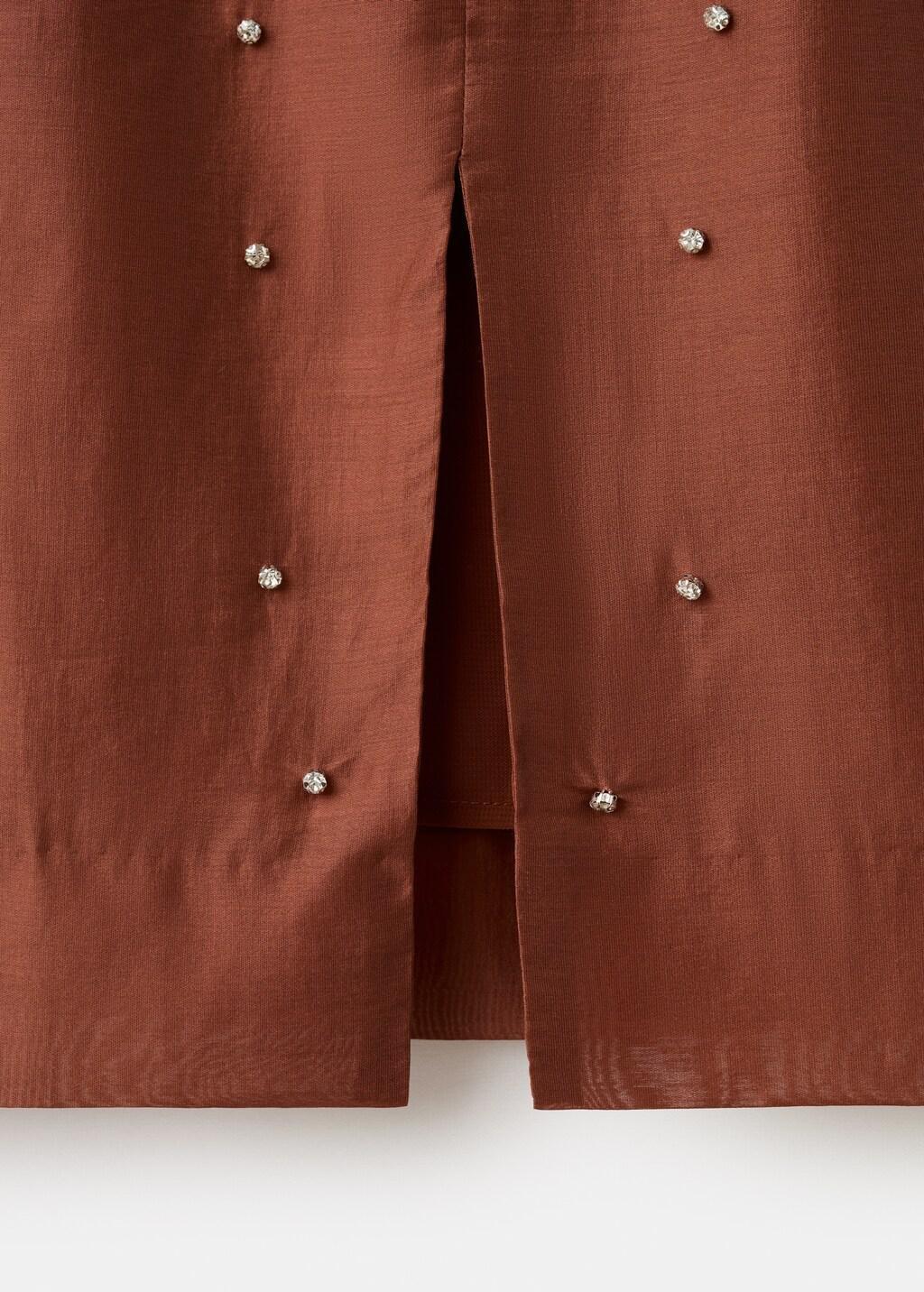 Brown Midi-Skirt With Rhinestones, Rust - Copper, large image number 5