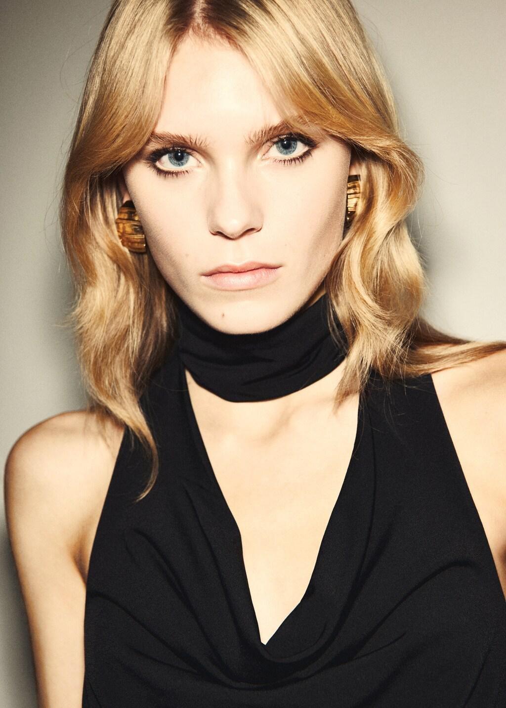 Black Halter-Neck Jumpsuit With Scarf, Black, large image number 6