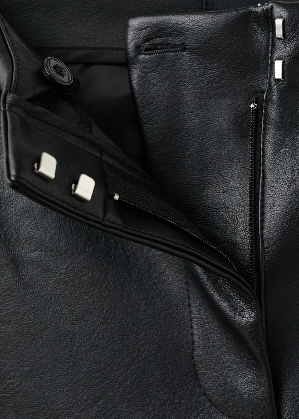 Black Studded Faux-Leather Trousers, Black, large image number 1