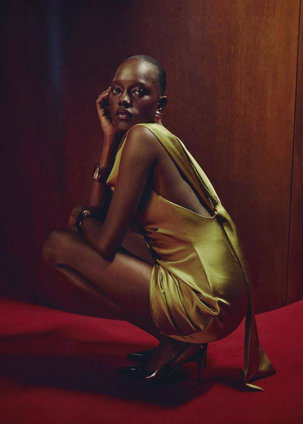 BRIGHT YELLOW Open-back satin-effect dress, Bright Yellow, large image number 3