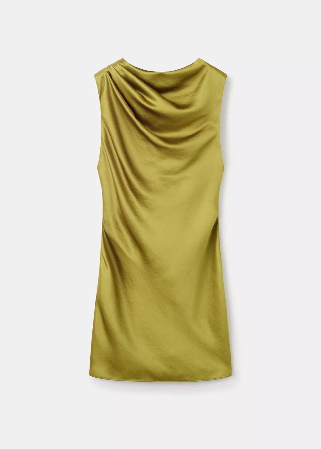 BRIGHT YELLOW Open-back satin-effect dress, Bright Yellow, large image number 5