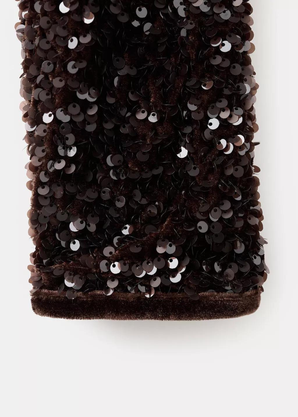 Brown Velvet Jacket With Sequins And Bow, 0201_32, large image number 5