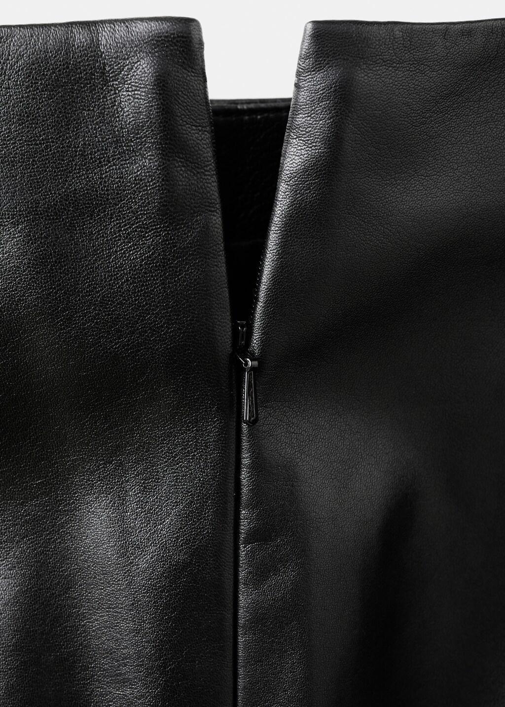 Black Leather Pencil Skirt, Black, large image number 4