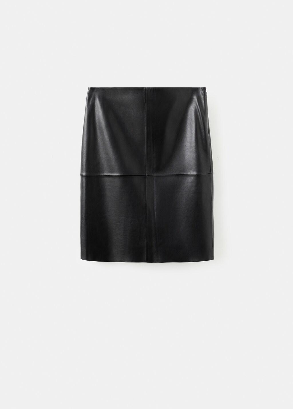 Black Leather Pencil Skirt, Black, large image number 5