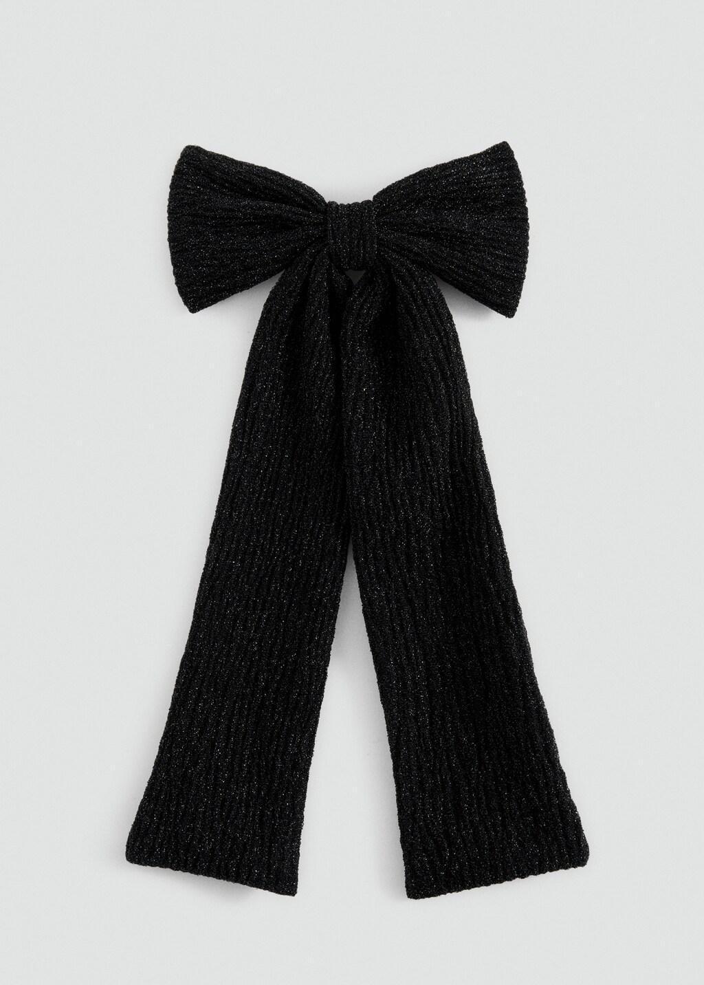 Black Bow Hairclip, Kids Girl, Black, large image number 1