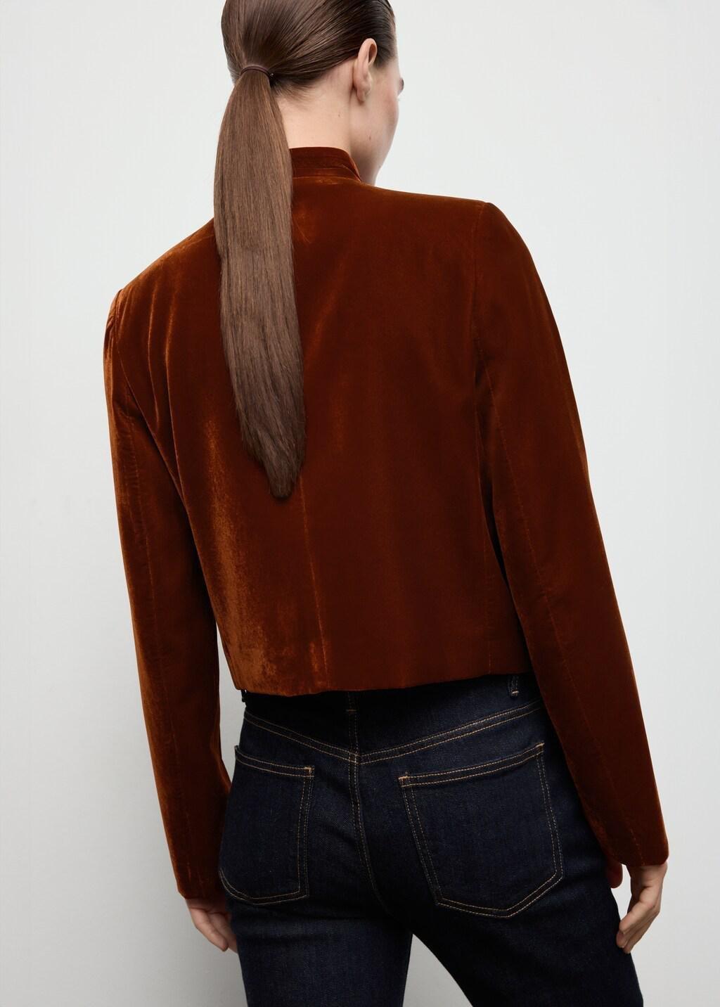 Medium Orange Velvet Jacket With Buttons, Medium Orange, large image number 2