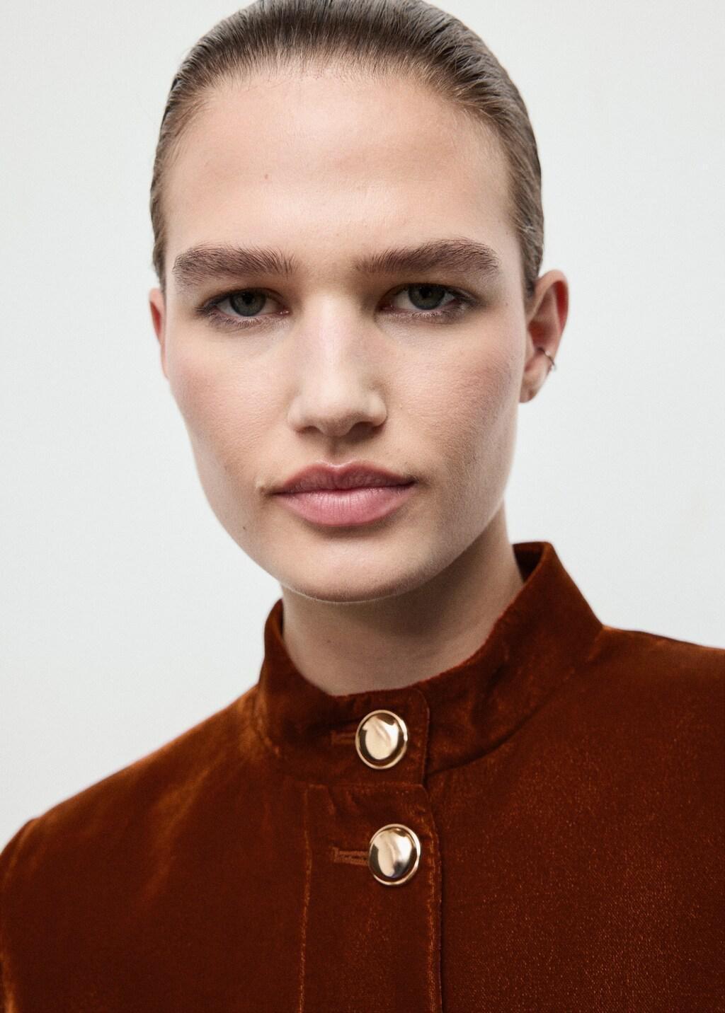 Medium Orange Velvet Jacket With Buttons, Medium Orange, large image number 4