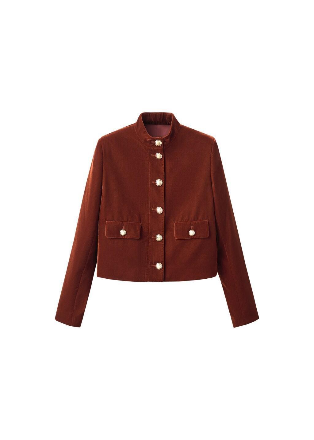 Medium Orange Velvet Jacket With Buttons, Medium Orange, large image number 6