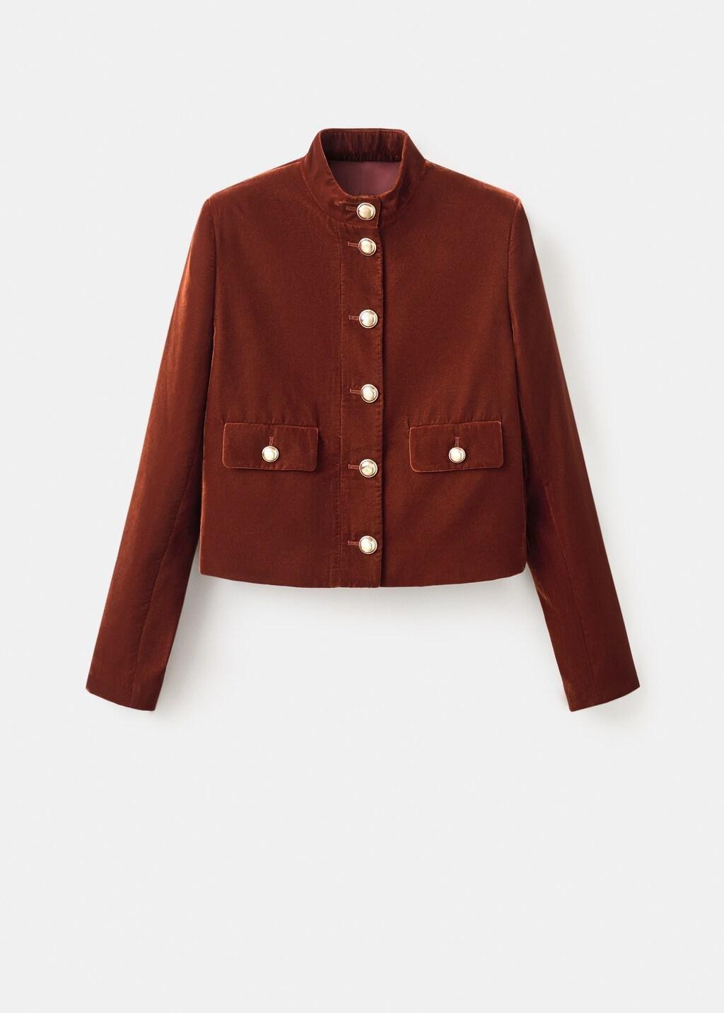 Medium Orange Velvet Jacket With Buttons, Medium Orange, large image number 7