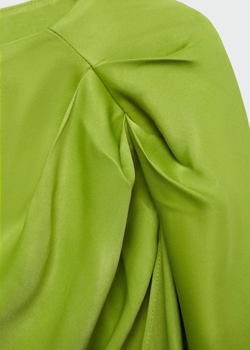 Green Long Dress With Ruffled Sleeves, , large image number 4