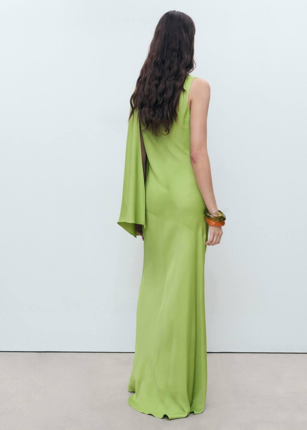 Green Long Dress With Ruffled Sleeves, , large image number 5