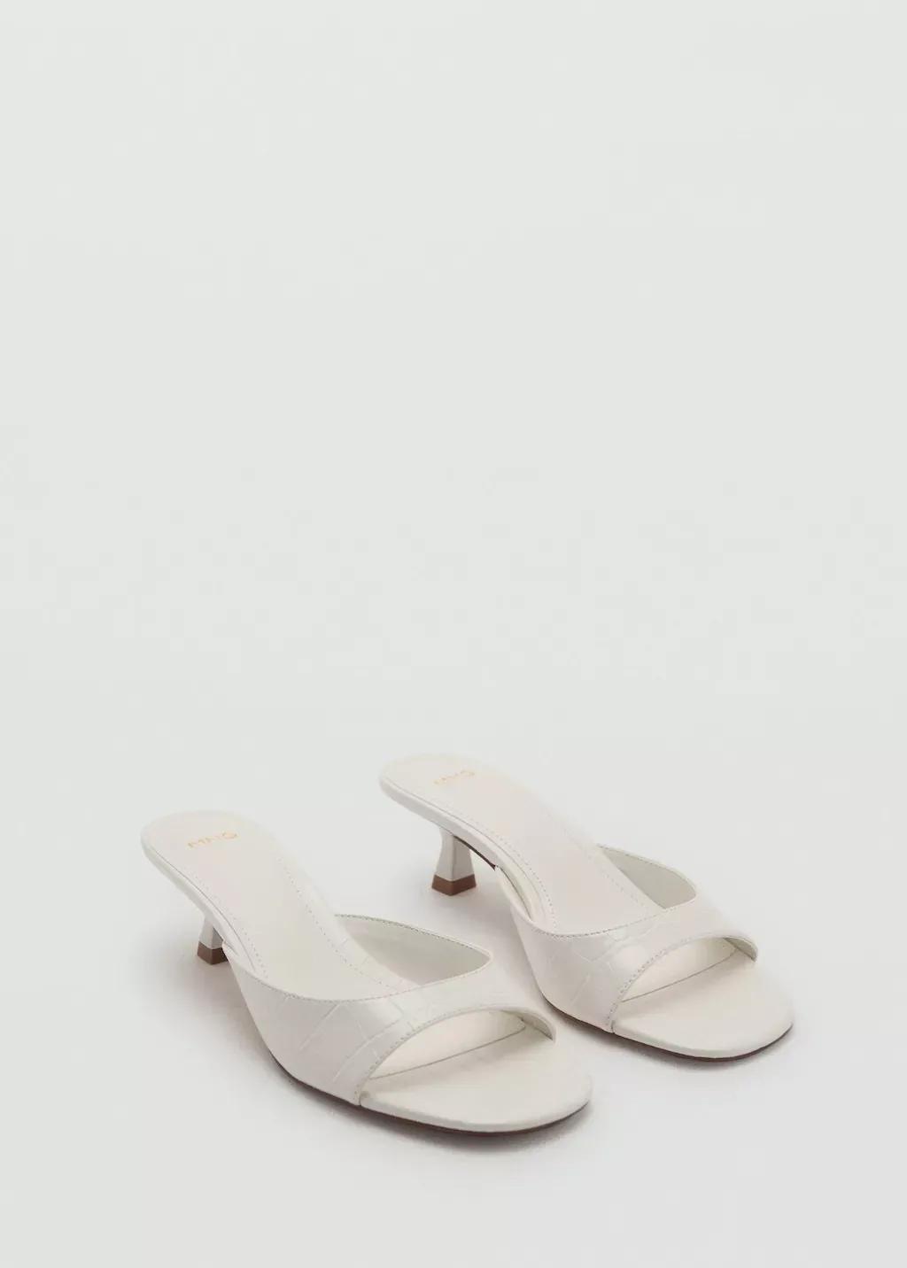 White Kitten Heel Sandals, , large image number 0