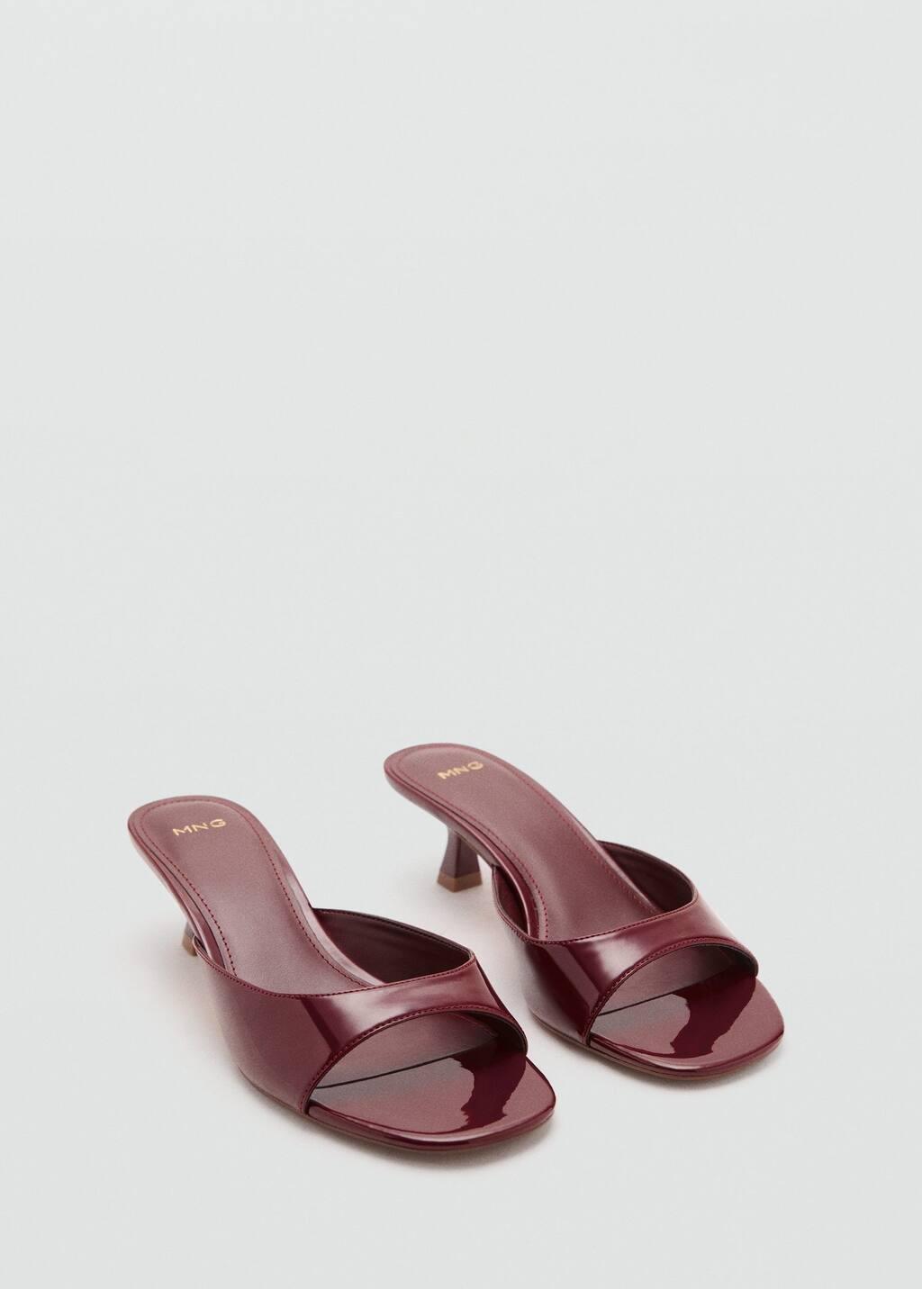 Burgundy Kitten Heel Sandals, , large image number 0