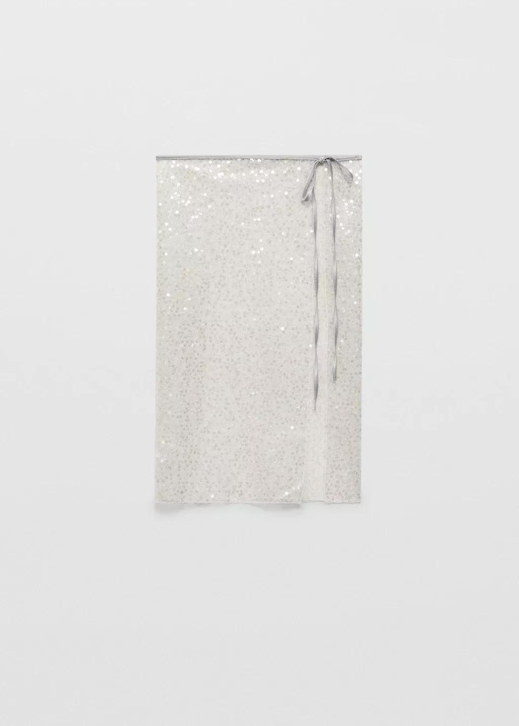 Grey Sequin Beach Wrap, Natural White, large image number 3