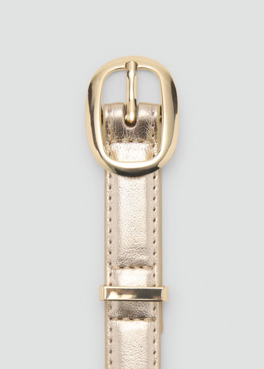 Gold Metallic Belt With Oval Buckle, , large image number 1