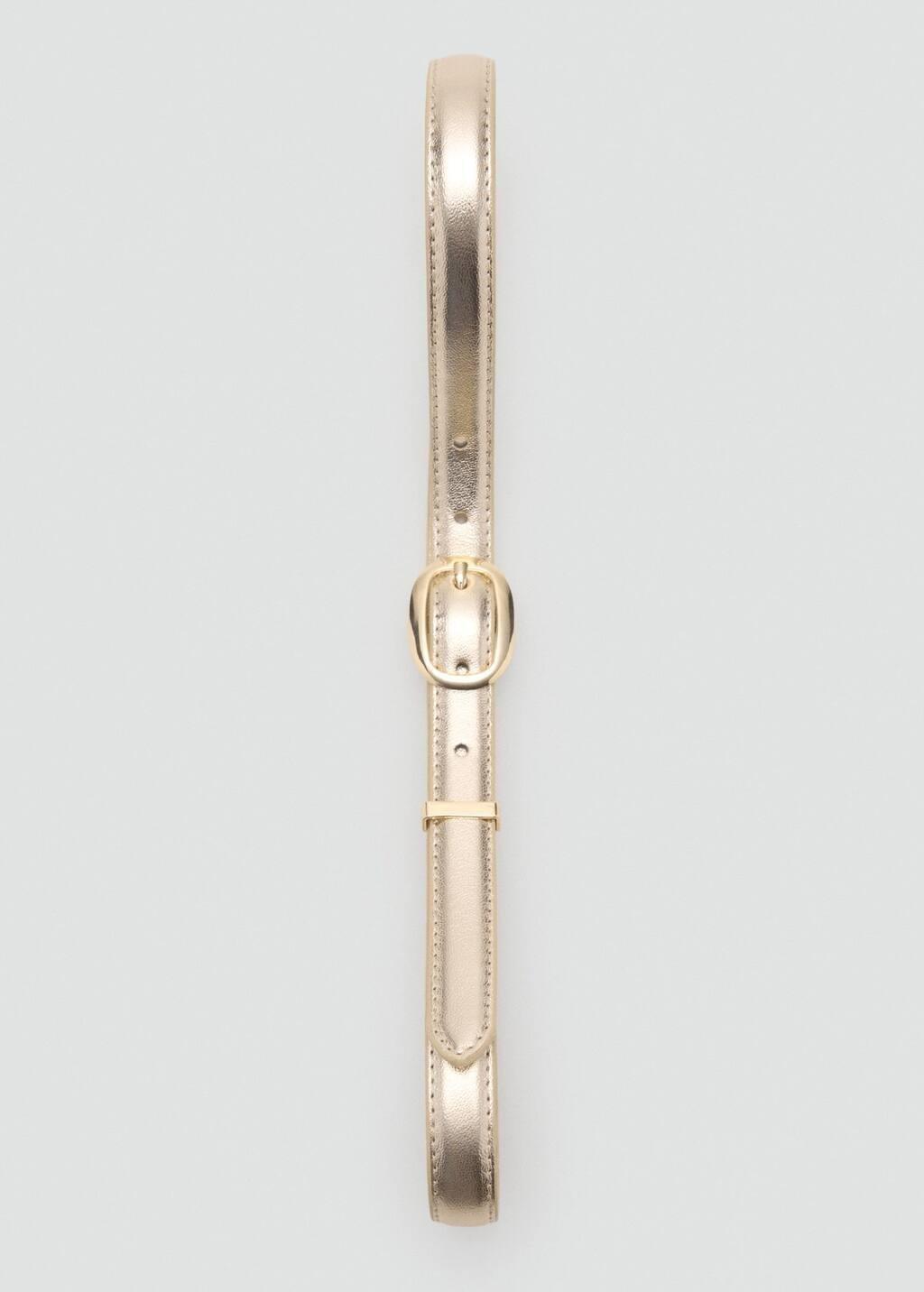 Gold Metallic Belt With Oval Buckle, , large image number 2