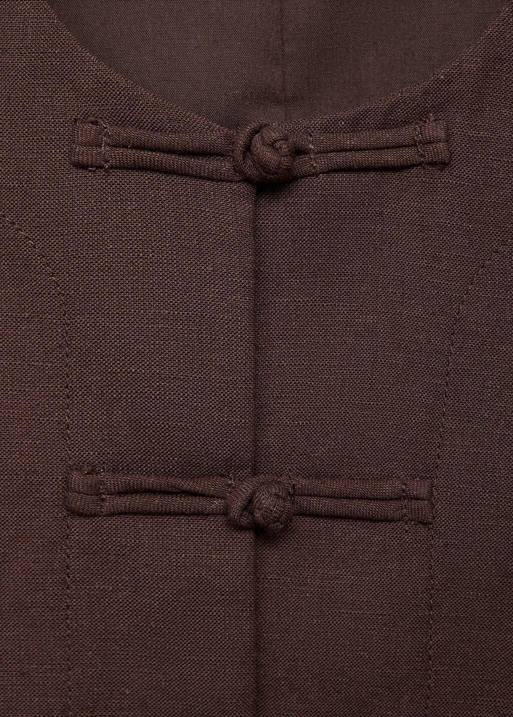 Brown Linen-Blend Suit Waistcoat, , large image number 4
