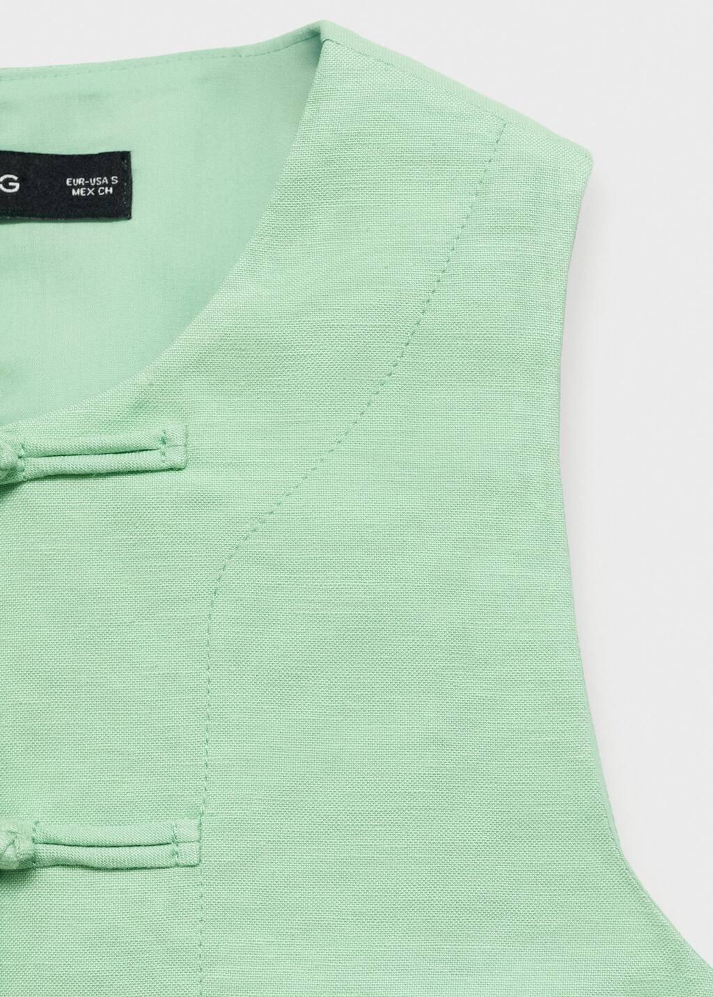 Green Linen-Blend Suit Waistcoat, , large image number 4