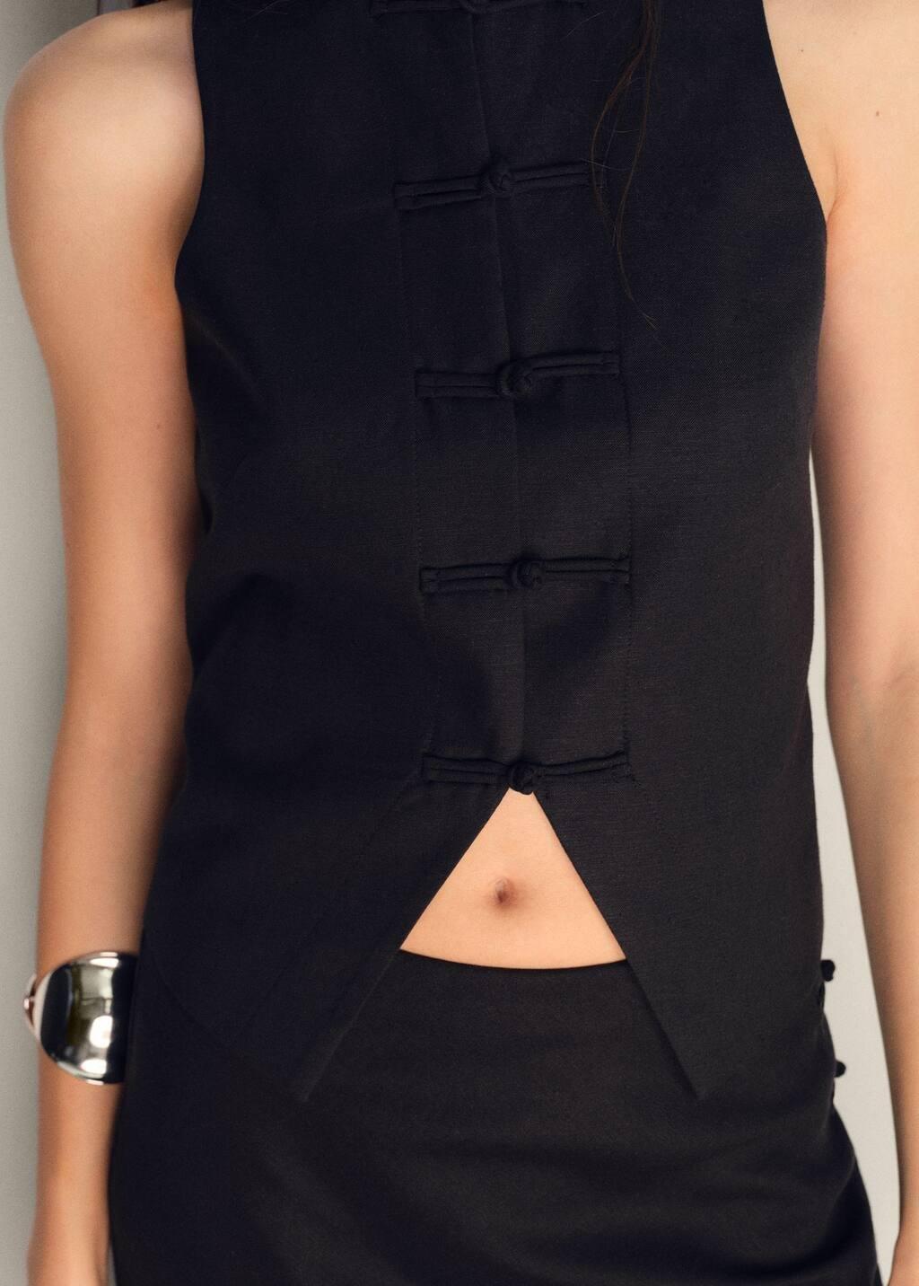 Black Linen-Blend Suit Waistcoat, , large image number 1