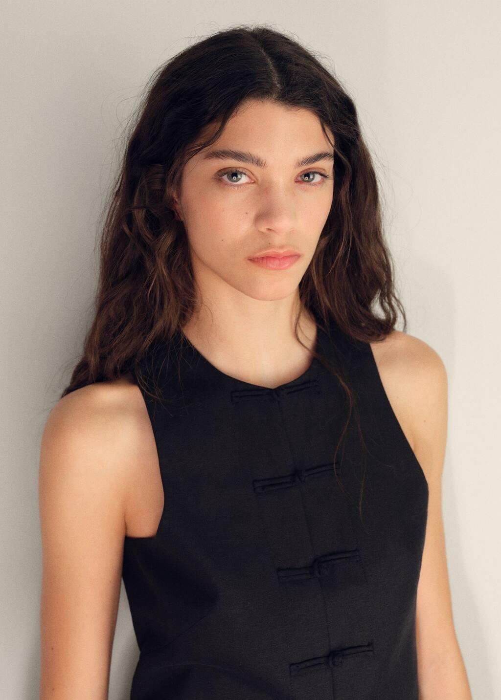 BLACK Linen-blend suit waistcoat, Black, medium