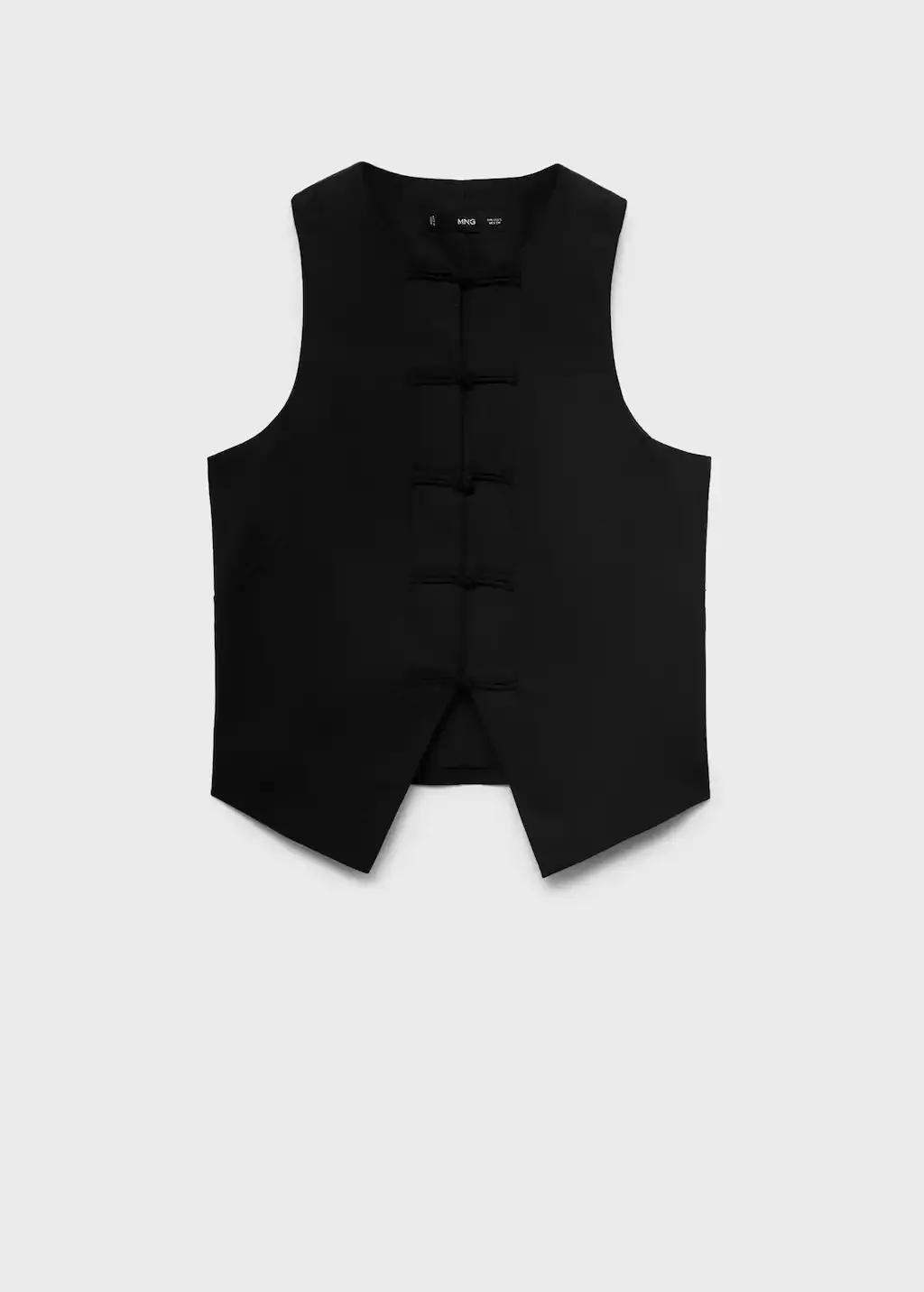 Black Linen-Blend Suit Waistcoat, , large image number 3